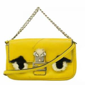 Fendi Monster Micro Bucket Leather Handbag, Yellow, 2-Way Bag for Women
